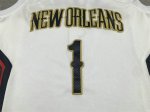 NBA 1 Williamson Pelicans Maillot blanc avec all patches brodé